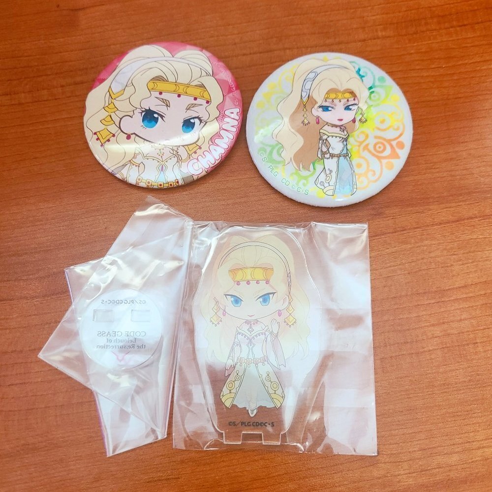 *3 for $30* Code Geass Buttons & Acrylic Stand Set - Official - Shamna